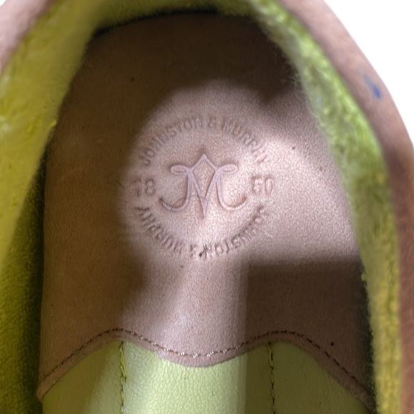 JOHNSON & MURPHY SUEDE LOAFER SLIPPER W/ LIME GREEN ACCENT & RUBBER SOLE SZ 7 M - Picture 7 of 10